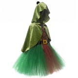 Déguisement Archer Ensemble Robe-Manteau de Chasseresse Médiévale Verte Enfant pour Halloween