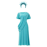 Déguisement Athéna La Déesse de la Liberté Robe Bleue et Verte Adulte & Enfant