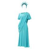 Déguisement Athéna La Déesse de la Liberté Robe Bleue et Verte Adulte & Enfant