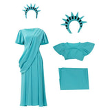 Déguisement Athéna La Déesse de la Liberté Robe Bleue et Verte Adulte & Enfant