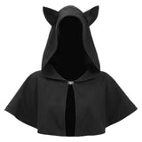 Déguisement Cape Noire Courte avec Oreilles de Chat Femme pour Halloween