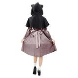 Déguisement Cape Noire Courte avec Oreilles de Chat Femme pour Halloween