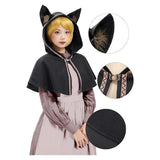 Déguisement Cape Noire Courte avec Oreilles de Chat Femme pour Halloween