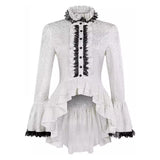 Déguisement Chemise Médiévale à Nanches Cloche et Col Montant Costume Victorien Gothique