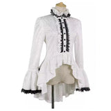 Déguisement Chemise Médiévale à Nanches Cloche et Col Montant Costume Victorien Gothique