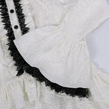 Déguisement Chemise Médiévale à Nanches Cloche et Col Montant Costume Victorien Gothique