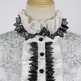 Déguisement Chemise Médiévale à Nanches Cloche et Col Montant Costume Victorien Gothique