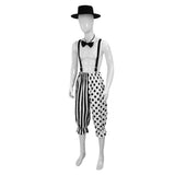 Déguisement Clown de Cirque Salopette Noire et Blanche pour Halloween