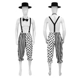 Déguisement Clown de Cirque Salopette Noire et Blanche pour Halloween
