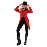 Déguisement Dresseur d'Animaux de Cirque Veste et Chapeau Rouge Femme pour Halloween