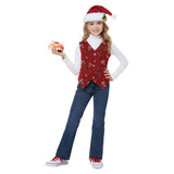 Déguisement Elfe Enfant Ensemble Gilet Rouge Noël Costume