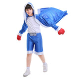 Déguisement Enfant Boxeur Tenue Bleue Costume pour Halloween Carnaval