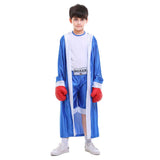 Déguisement Enfant Boxeur Tenue Bleue Costume pour Halloween Carnaval