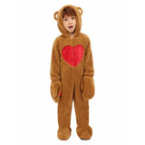 Déguisement Enfant Coeur Ours Combinaison Brune Costume d'Halloween