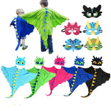 Déguisement Enfant Dinosaure Cape+Chapeau+Masque Costume pour Halloween Carnaval