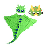 Déguisement Enfant Dinosaure Cape+Chapeau+Masque Costume pour Halloween Carnaval