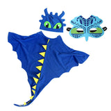 Déguisement Enfant Dinosaure Cape+Chapeau+Masque Costume pour Halloween Carnaval