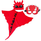 Déguisement Enfant Dinosaure Cape+Chapeau+Masque Costume pour Halloween Carnaval