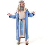 Déguisement Enfant Grand-père Arabe Tenue Bleue Costume d'Halloween