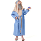 Déguisement Enfant Grand-père Arabe Tenue Bleue Costume d'Halloween