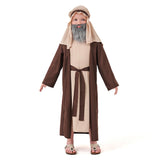 Déguisement Enfant Grand-père Arabe Tenue Brune Costume d'Halloween