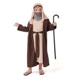 Déguisement Enfant Grand-père Arabe Tenue Brune Costume d'Halloween