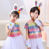 Déguisement Enfant Lapin Arc-en-ciel Tenue Costume d'Halloween