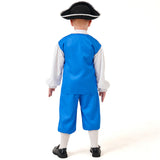 Déguisement Enfant Pirate Capitaine Navigateur Tenue Bleu Costume Médiéval