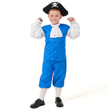 Déguisement Enfant Pirate Capitaine Navigateur Tenue Bleu Costume Médiéval