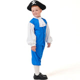 Déguisement Enfant Pirate Capitaine Navigateur Tenue Bleu Costume Médiéval