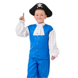 Déguisement Enfant Pirate Capitaine Navigateur Tenue Bleu Costume Médiéval