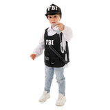 Déguisement Enfant Policier Tenue Noire Costume d'Halloween