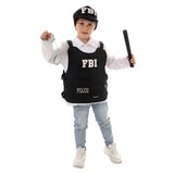 Déguisement Enfant Policier Tenue Noire Costume d'Halloween