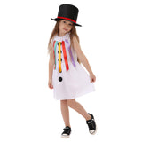 Déguisement Enfant Robe Ensemble Bonhomme de Neige de Noël Costume