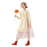 Déguisement Enfant Robe Jaune de Fermière à Fleurs pour Halloween