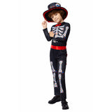 Déguisement Enfant Squelette Combinaison Noire Costume d'Halloween