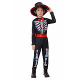 Déguisement Enfant Squelette Combinaison Noire Costume d'Halloween