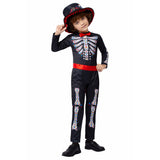 Déguisement Enfant Squelette Combinaison Noire Costume d'Halloween