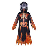 Déguisement Enfant Squelette de Flamme Robe Noire Costume d'Halloween