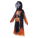Déguisement Enfant Squelette de Flamme Robe Noire Costume d'Halloween