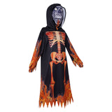 Déguisement Enfant Squelette de Flamme Robe Noire Costume d'Halloween