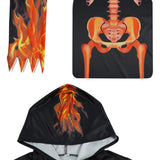 Déguisement Enfant Squelette de Flamme Robe Noire Costume d'Halloween