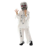 Déguisement Enfant Squelette Tenue Blanche avec Masque Costume pour Halloween Carnaval