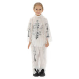 Déguisement Enfant Squelette Tenue Blanche avec Masque Costume pour Halloween Carnaval