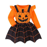 Déguisement Femme Citrouille Robe à Bretelles Costume Orange d'Halloween