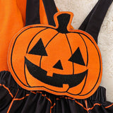 Déguisement Femme Citrouille Robe à Bretelles Costume Orange d'Halloween