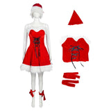 Déguisement Femme Ensemble Robe Rouge de Noël Costume Pour Party