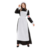 Déguisement Femme Infirmière Robe Noire Costume Victorien pour Halloween