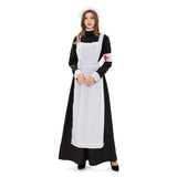 Déguisement Femme Infirmière Robe Noire Costume Victorien pour Halloween
