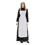 Déguisement Femme Infirmière Robe Noire Costume Victorien pour Halloween